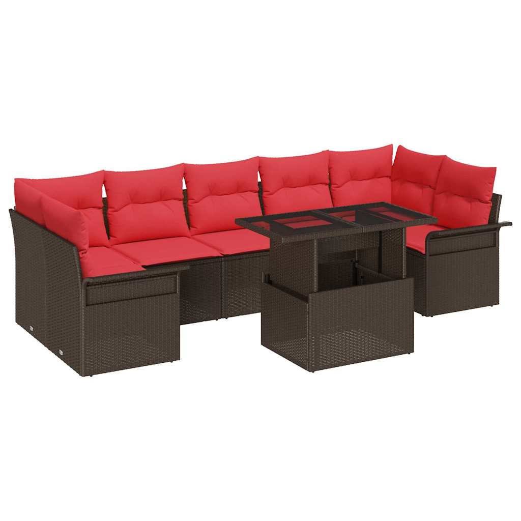 Tuin Sofa Set met kussen 8 pcs Bruin poly rattan is nu te koop bij PeponiXL, paradijselijk wonen!