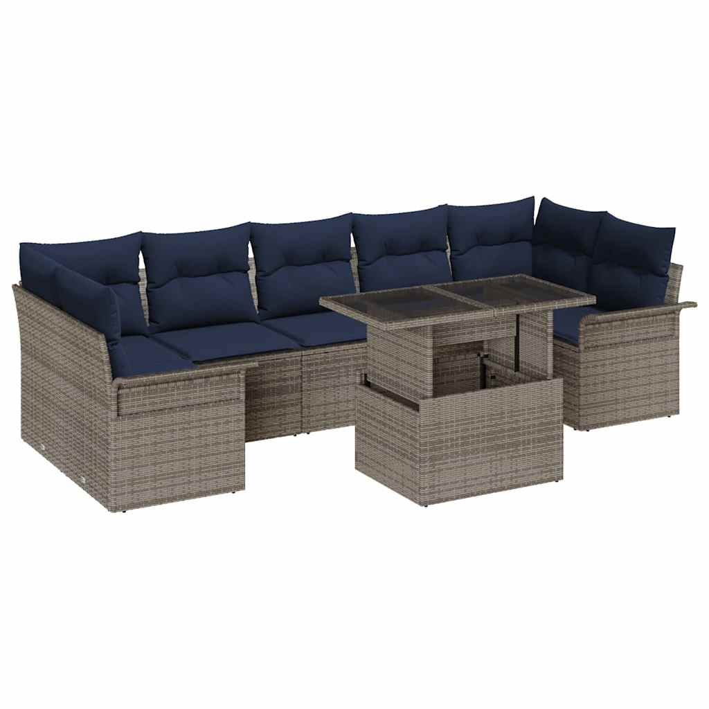 Tuin Sofa Set met kussen 8 pcs Grijs poly rattan is nu te koop bij PeponiXL, paradijselijk wonen!