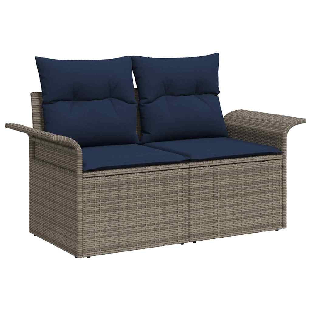 Tuin Sofa Set met kussen 9 pcs Grijs Poly riet is nu te koop bij PeponiXL, paradijselijk wonen!