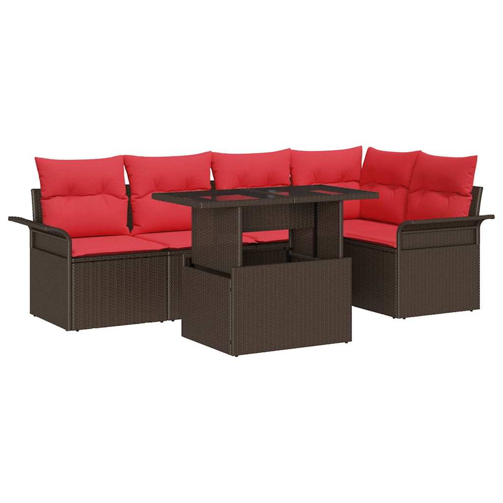 Tuin Sofa Set met kussen 6 pcs Bruin Poly riet is nu te koop bij PeponiXL, paradijselijk wonen!