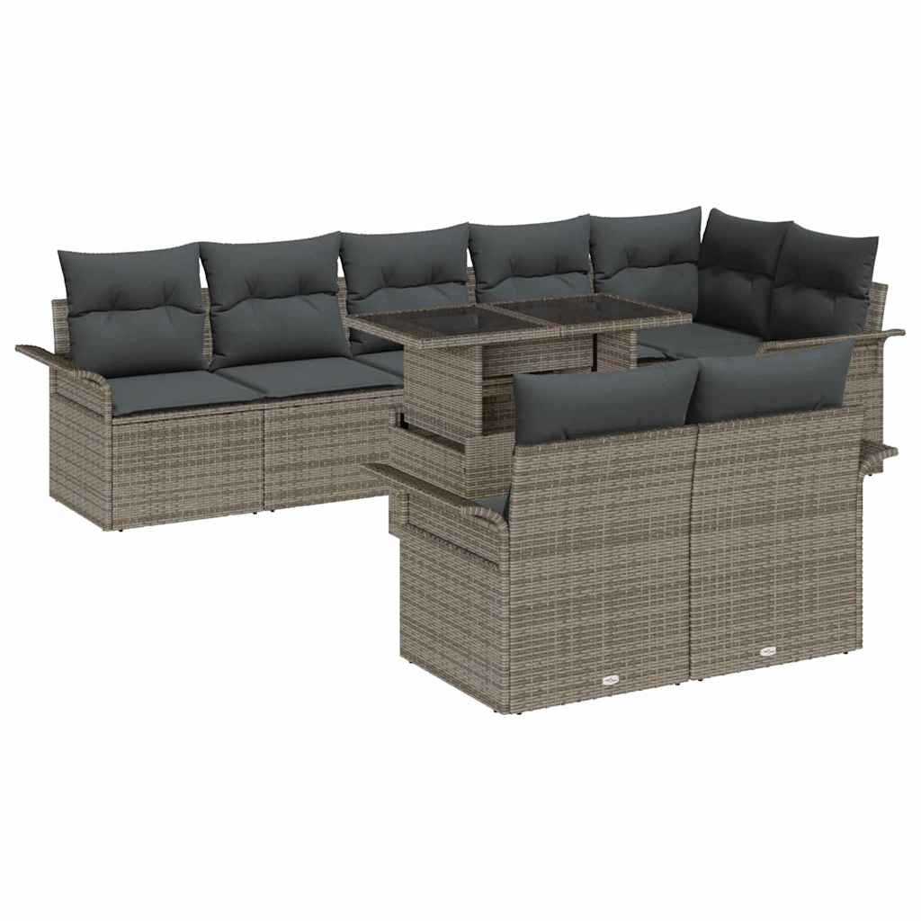 Tuin Sofa Set met kussen 9 pcs Grijs Poly riet is nu te koop bij PeponiXL, paradijselijk wonen!
