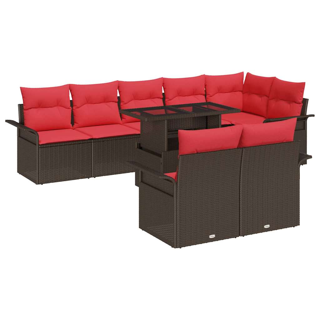 Tuin Sofa Set met kussen 9 pcs Bruin Poly riet is nu te koop bij PeponiXL, paradijselijk wonen!
