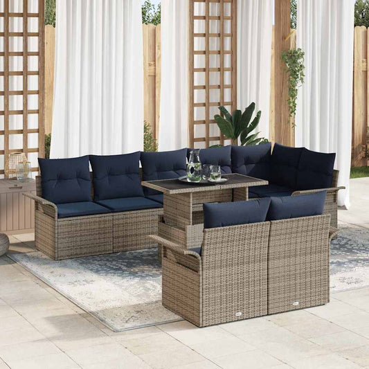 Tuin Sofa Set met kussen 9 pcs Grijs Poly riet is nu te koop bij PeponiXL, paradijselijk wonen!