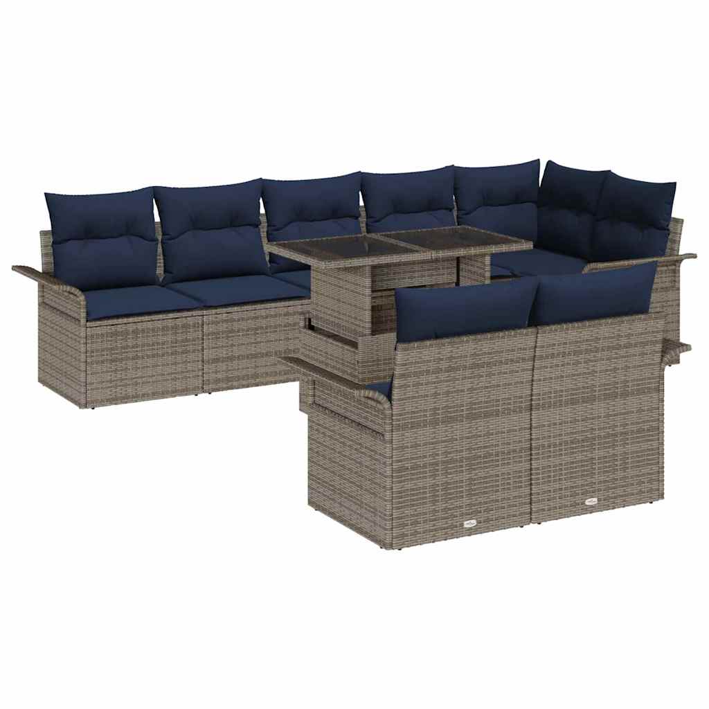 Tuin Sofa Set met kussen 9 pcs Grijs Poly riet is nu te koop bij PeponiXL, paradijselijk wonen!