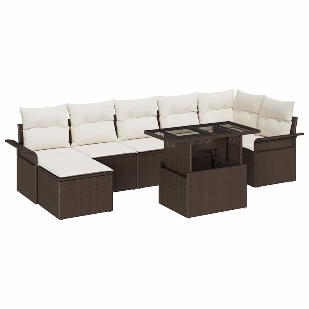 Tuin Sofa Set met kussen 8 pcs Bruin Poly riet is nu te koop bij PeponiXL, paradijselijk wonen!