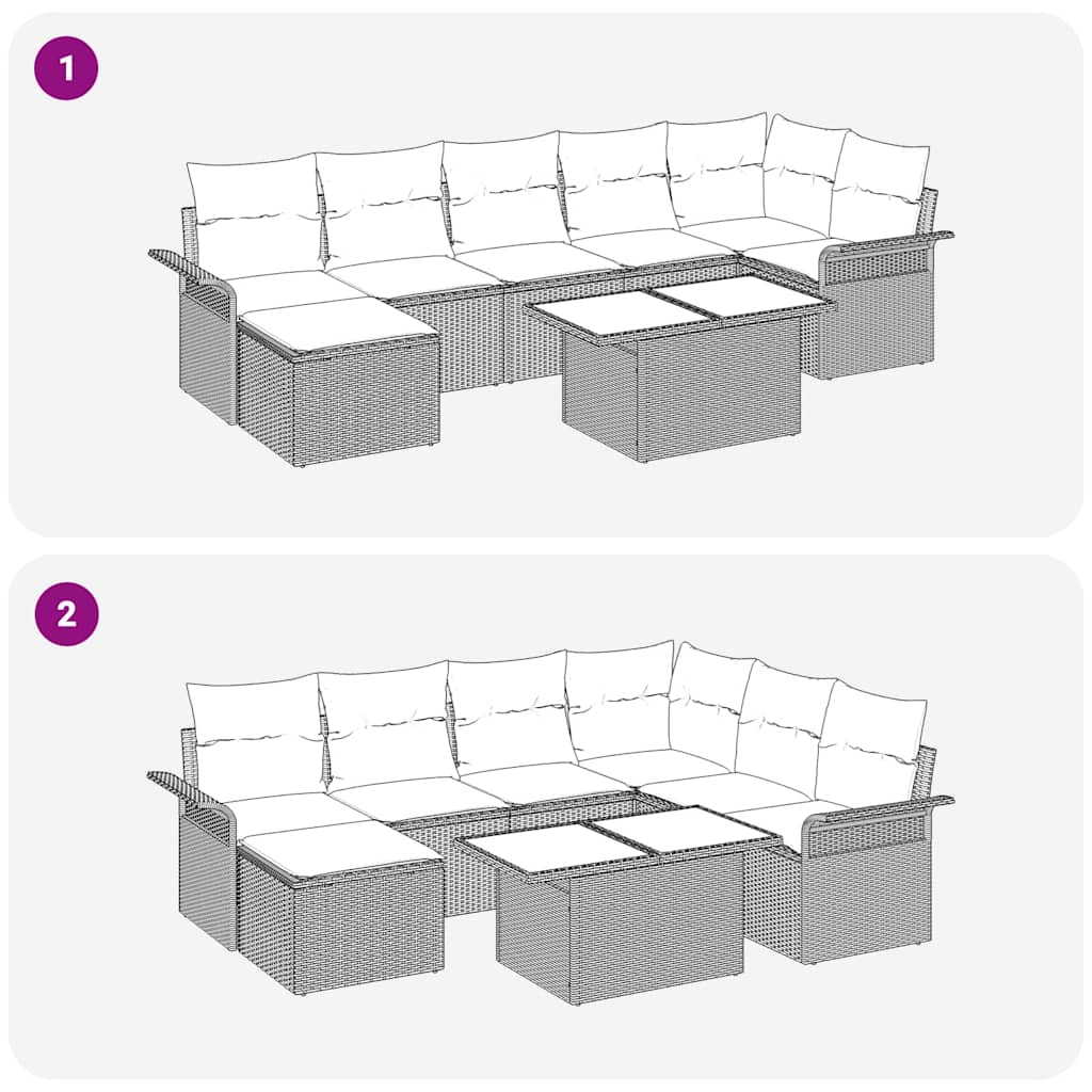 Tuin Sofa Set met kussen 8 pcs Beige Poly riet is nu te koop bij PeponiXL, paradijselijk wonen!
