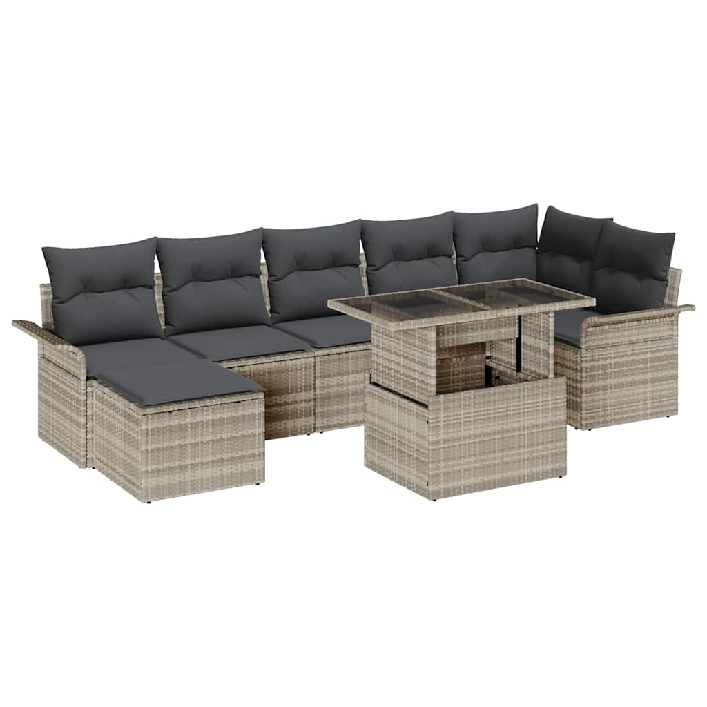 Tuin Sofa Set met kussen 8 pcs Lichtgrijs Poly riet is nu te koop bij PeponiXL, paradijselijk wonen!
