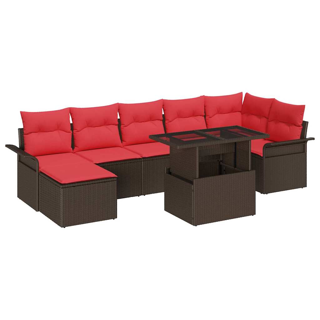 Tuin Sofa Set met kussen 8 pcs Bruin poly rattan is nu te koop bij PeponiXL, paradijselijk wonen!