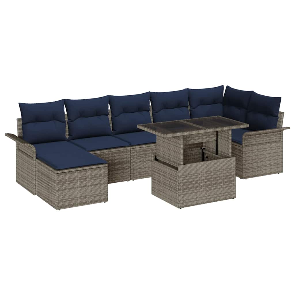 Tuin Sofa Set met kussen 8 pcs Grijs poly rattan is nu te koop bij PeponiXL, paradijselijk wonen!