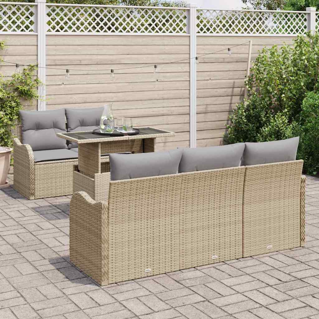 Tuin Sofa Set met kussen 6 pcs Beige poly rattan is nu te koop bij PeponiXL, paradijselijk wonen!
