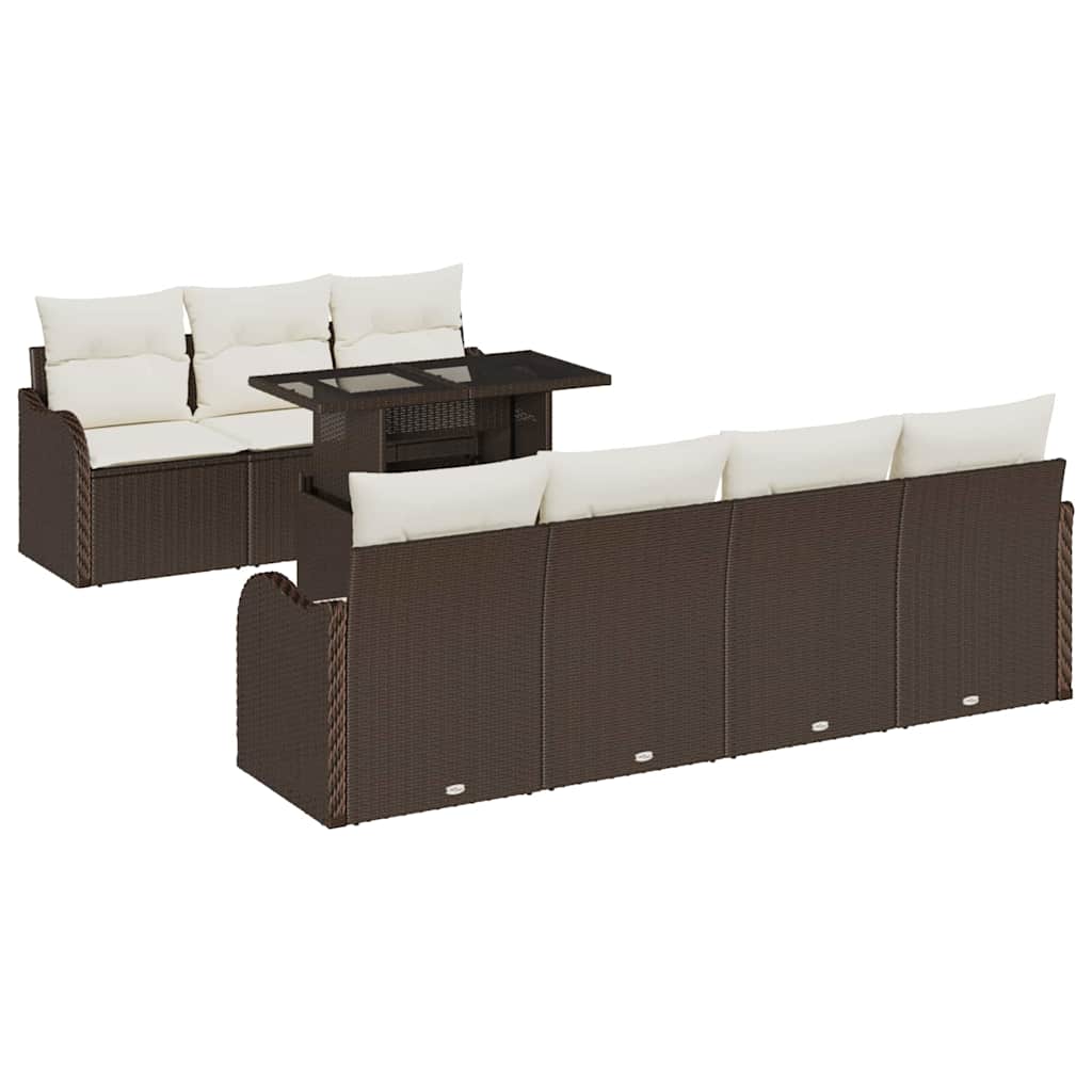 Tuin Sofa Set met kussen 8 pcs Bruin Poly riet is nu te koop bij PeponiXL, paradijselijk wonen!