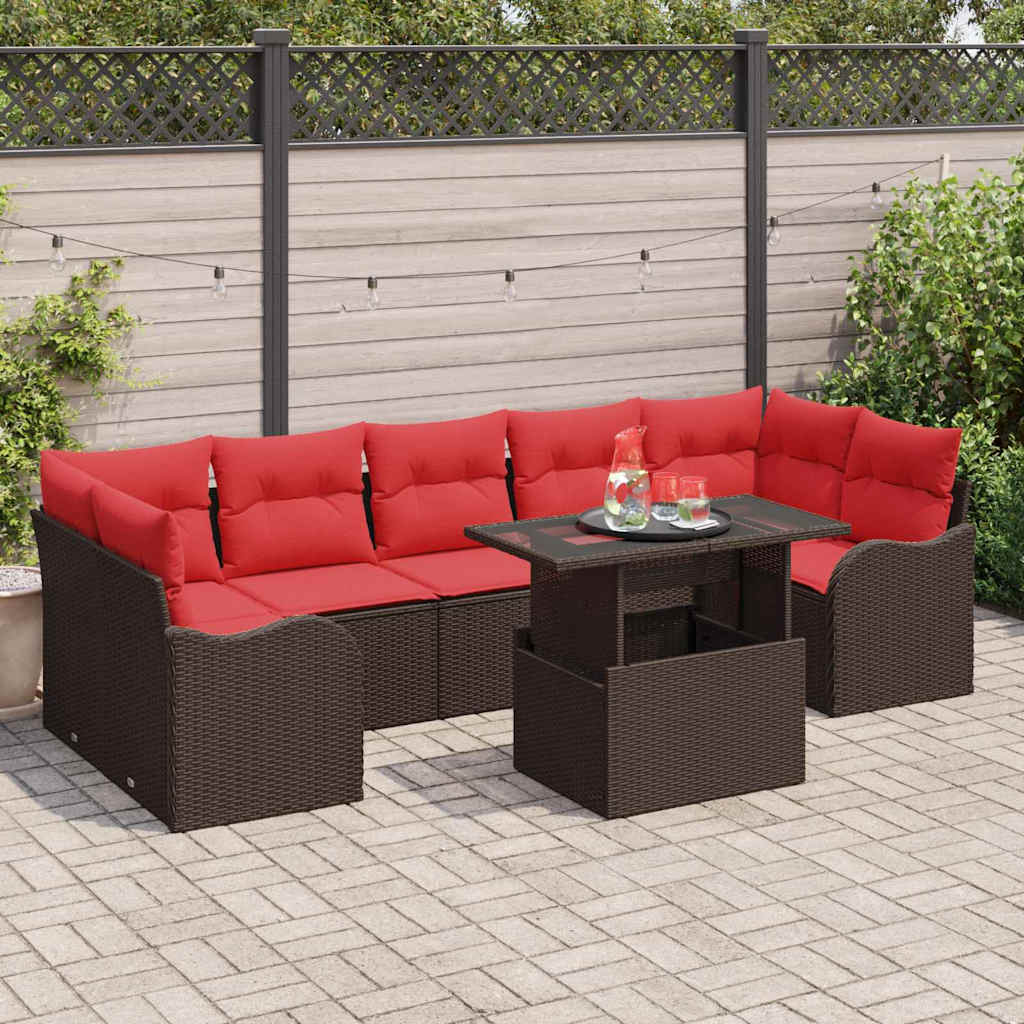 Tuin Sofa Set met kussen 8 pcs Bruin Poly riet
