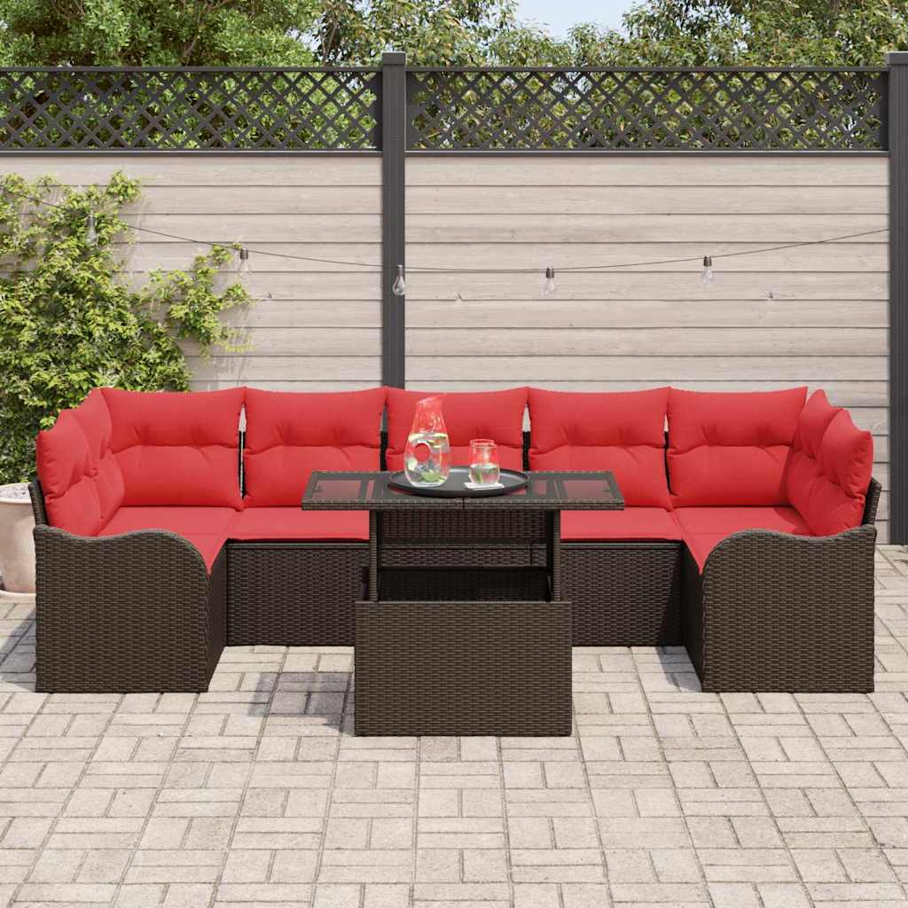 Tuin Sofa Set met kussen 8 pcs Bruin Poly riet