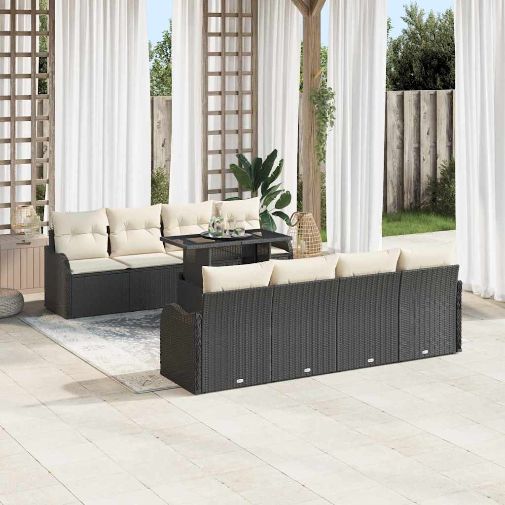 Tuin Sofa Set met kussen 7 pcs Zwart poly rattan is nu te koop bij PeponiXL, paradijselijk wonen!