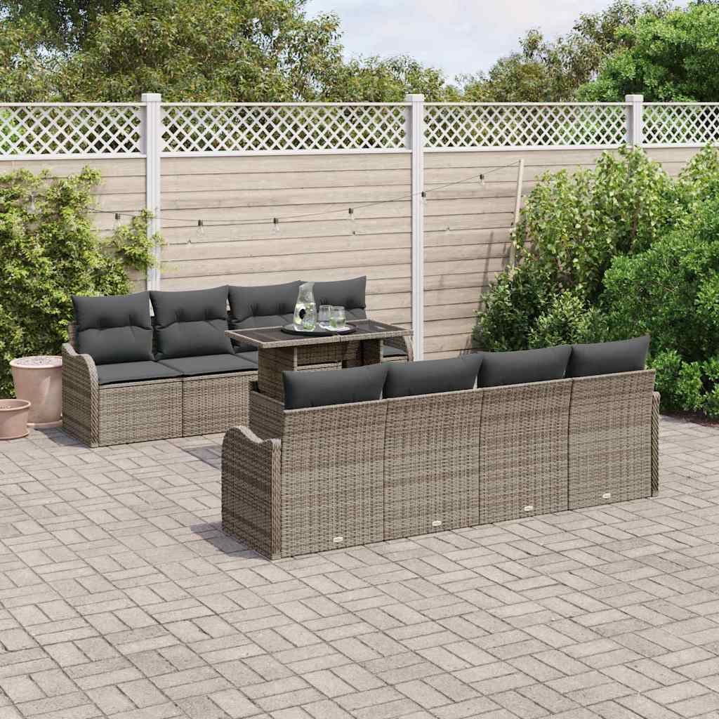 Tuin Sofa Set met kussen 7 pcs Grijs poly rattan is nu te koop bij PeponiXL, paradijselijk wonen!