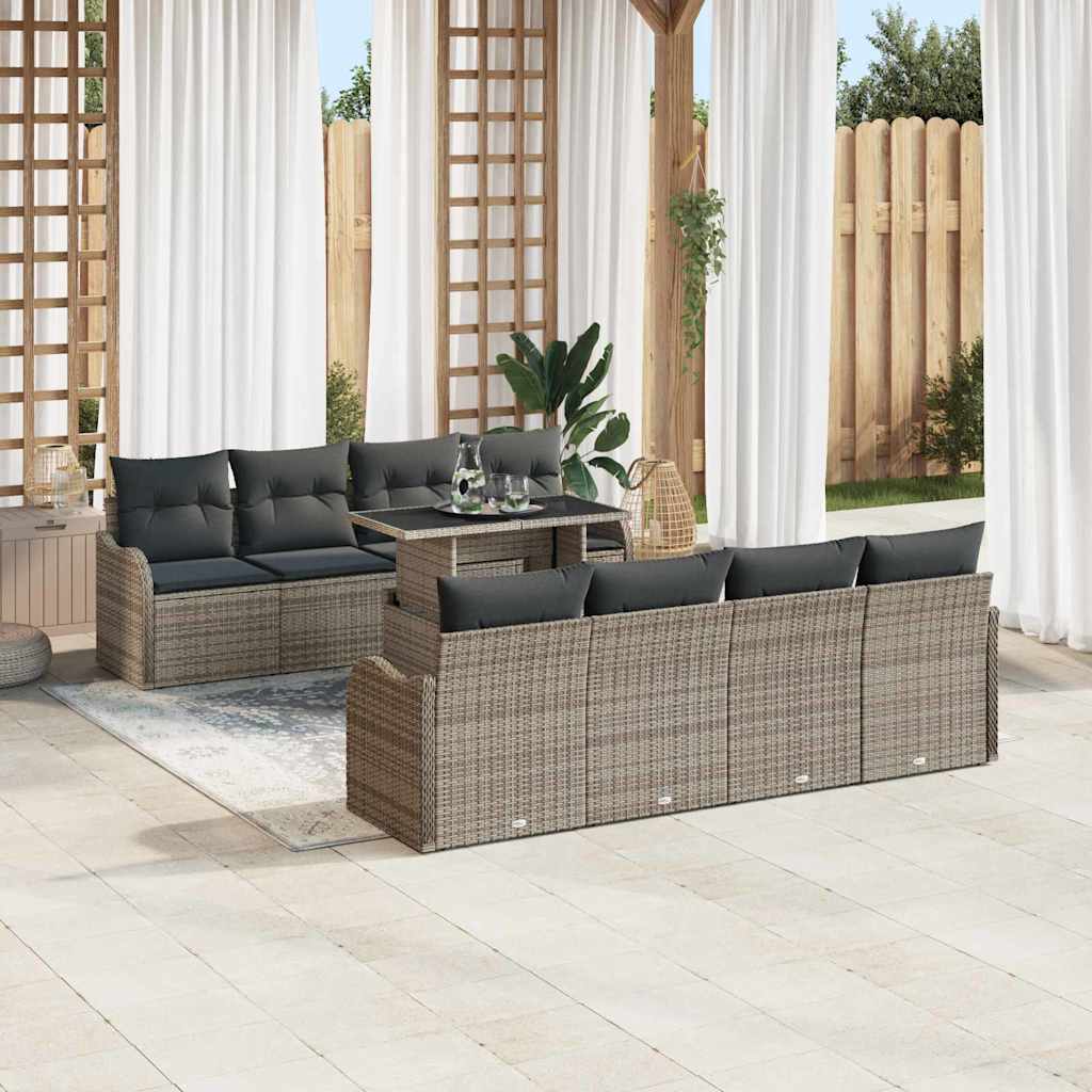 Tuin Sofa Set met kussen 7 pcs Grijs poly rattan is nu te koop bij PeponiXL, paradijselijk wonen!