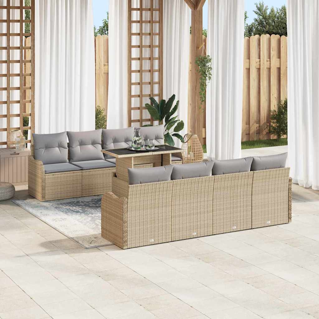 Tuin Sofa Set met kussen 7 pcs Beige en Grijs poly rattan is nu te koop bij PeponiXL, paradijselijk wonen!