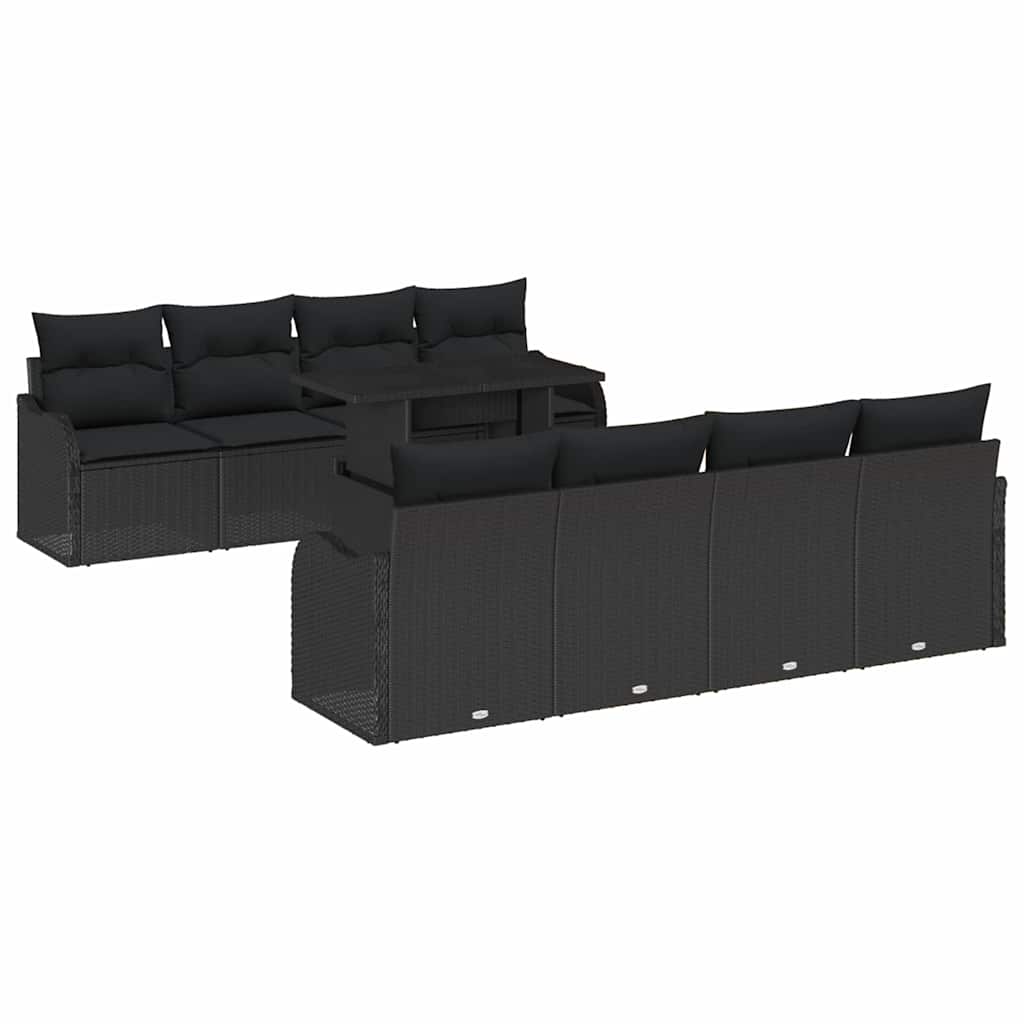 Tuin Sofa Set met kussen 7 pcs Zwart poly rattan is nu te koop bij PeponiXL, paradijselijk wonen!
