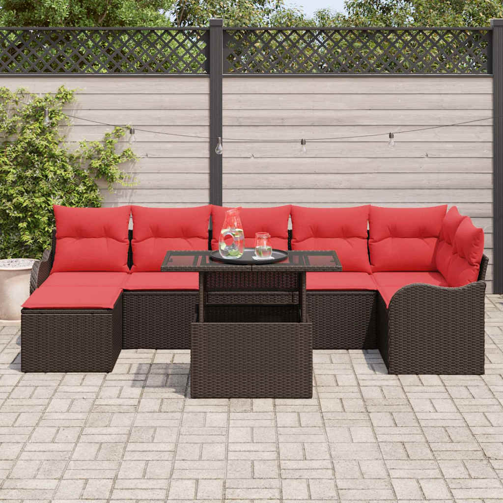 Tuin Sofa Set met kussen 8 pcs Bruin Poly riet