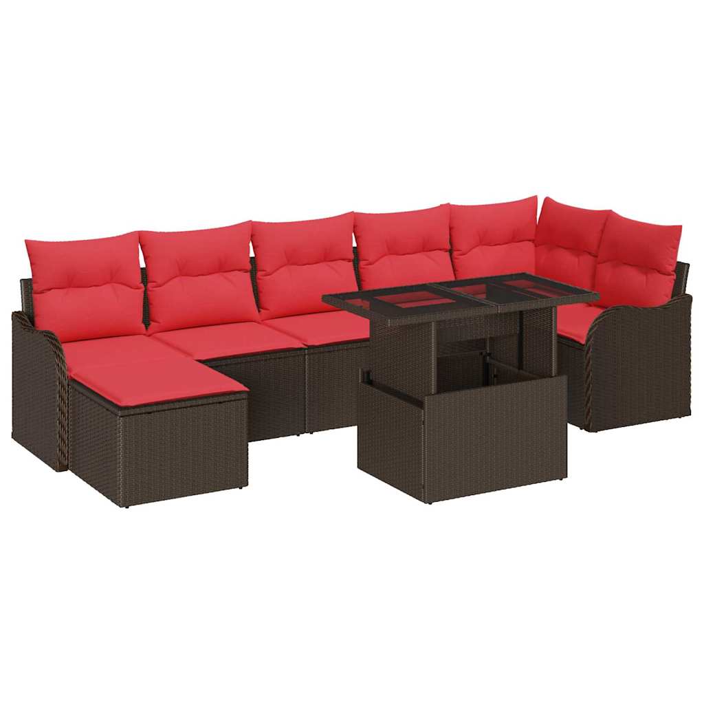 Tuin Sofa Set met kussen 8 pcs Bruin Poly riet