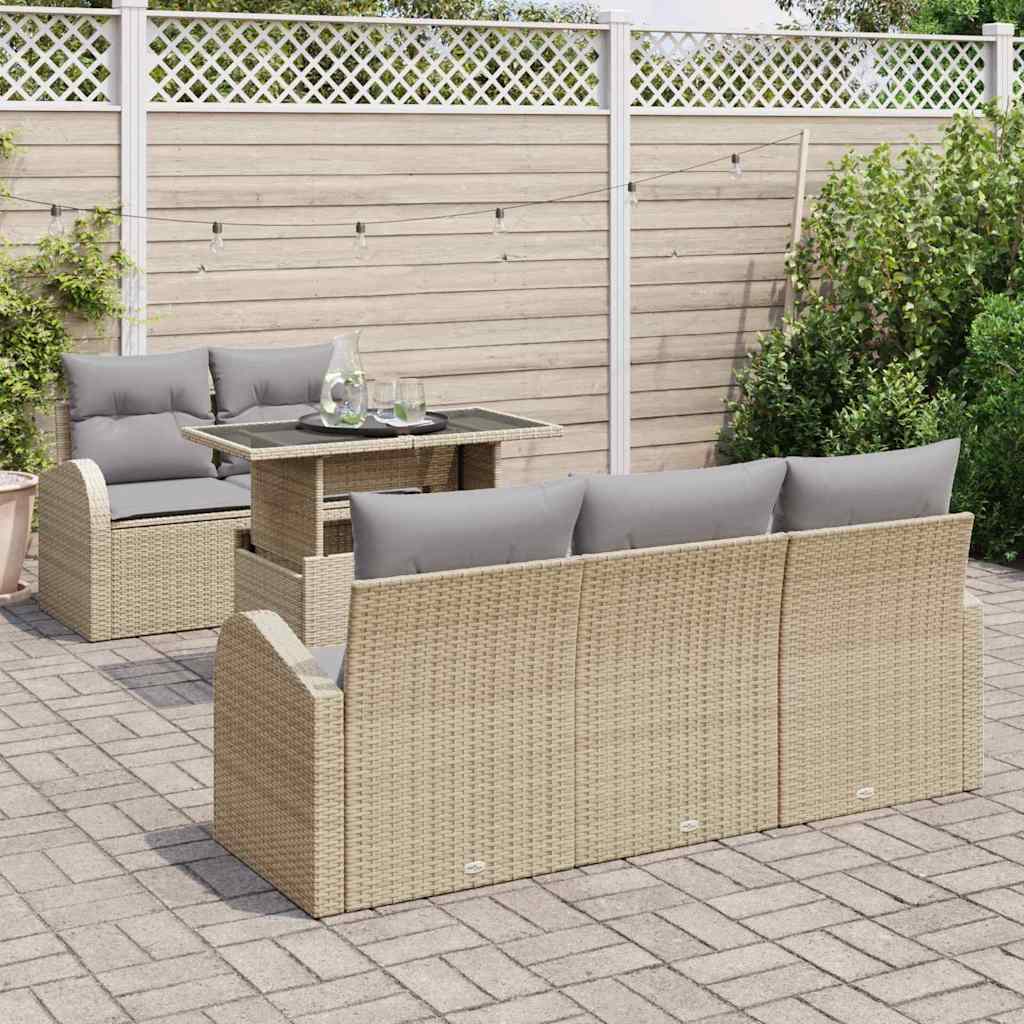 Tuin Sofa Set met kussen 6 pcs Beige poly rattan is nu te koop bij PeponiXL, paradijselijk wonen!