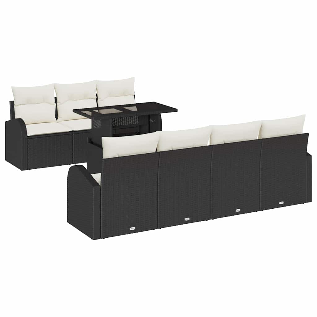 Tuin Sofa Set met kussen 8 pcs Zwart Poly riet is nu te koop bij PeponiXL, paradijselijk wonen!