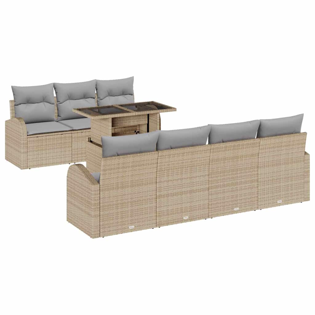 Tuin Sofa Set met kussen 8 pcs Beige Poly riet is nu te koop bij PeponiXL, paradijselijk wonen!