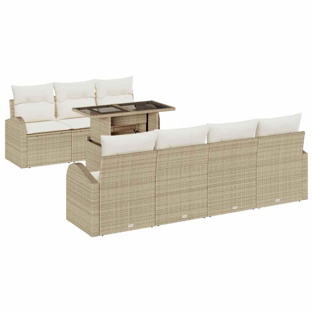 Tuin Sofa Set met kussen 8 pcs Beige Poly riet
