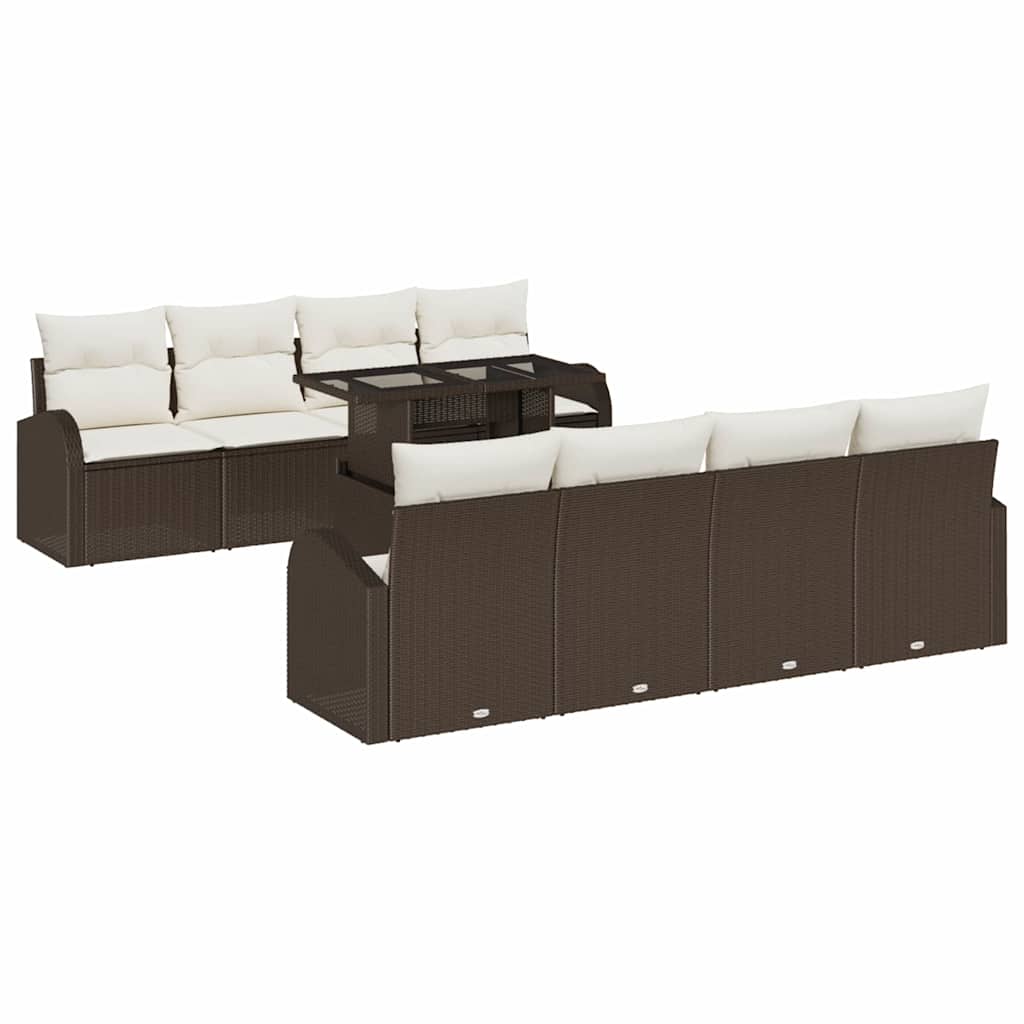 Tuin Sofa Set met kussen 7 pcs Bruin Poly riet is nu te koop bij PeponiXL, paradijselijk wonen!