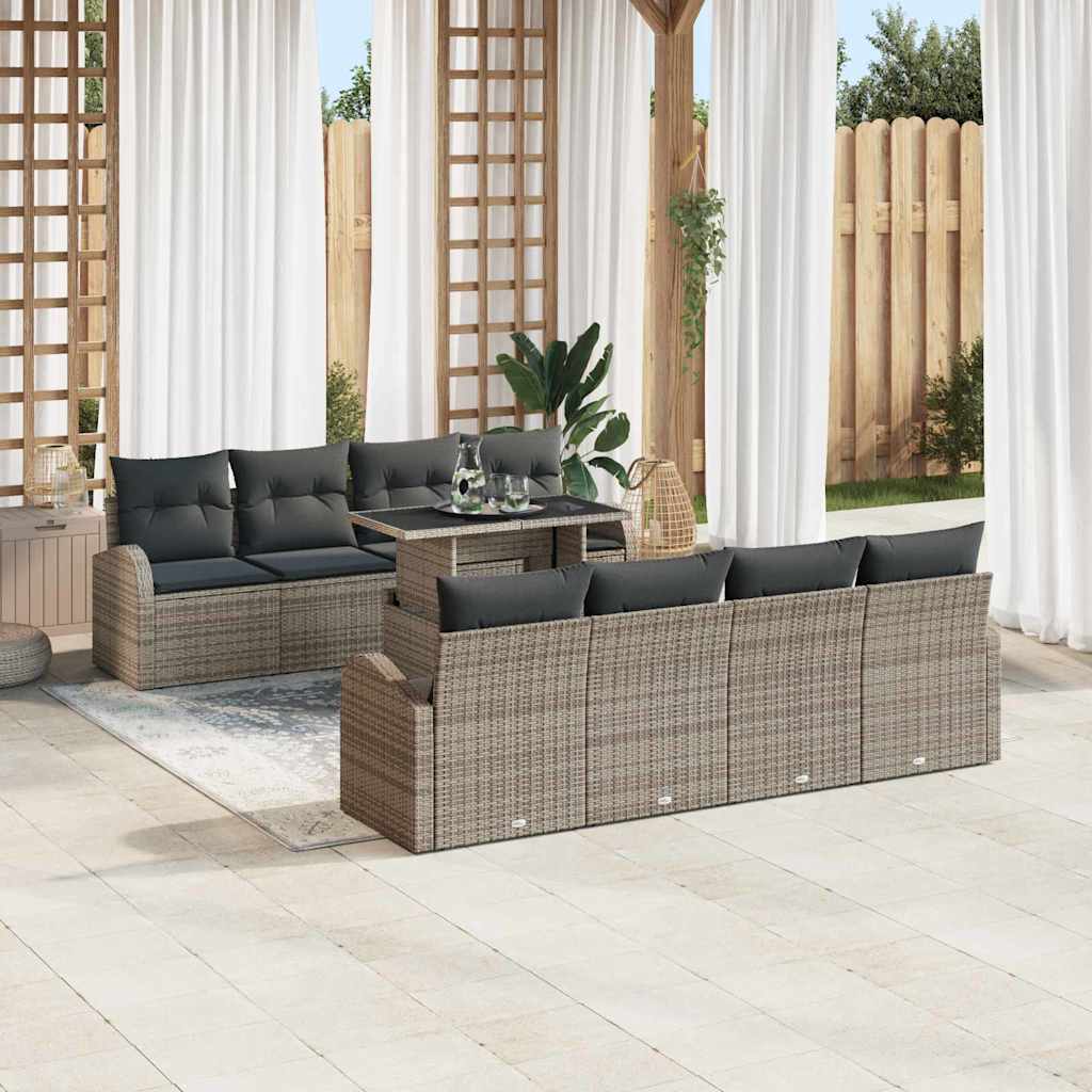 Tuin Sofa Set met opslag 9 pcs Grijs poly rattan is nu te koop bij PeponiXL, paradijselijk wonen!