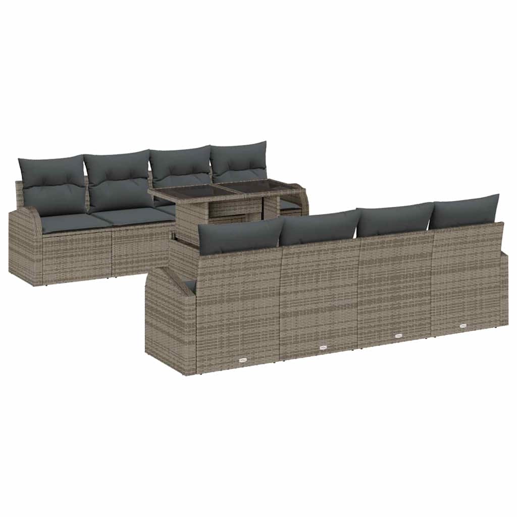 Tuin Sofa Set met opslag 9 pcs Grijs poly rattan is nu te koop bij PeponiXL, paradijselijk wonen!
