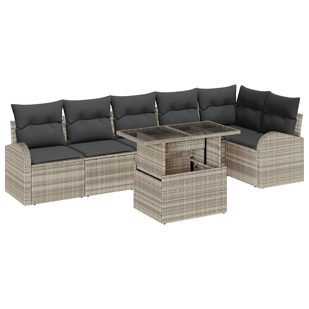 Tuin Sofa Set met opslag 7 pcs Lichtgrijs poly rattan is nu te koop bij PeponiXL, paradijselijk wonen!