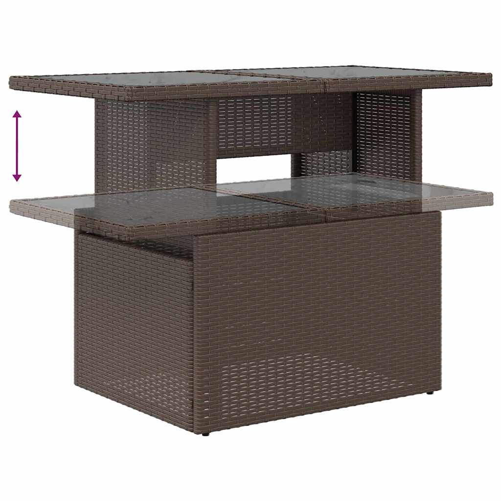 Tuin Sofa Set met opslag 9 pcs Bruin en Crème poly rattan is nu te koop bij PeponiXL, paradijselijk wonen!