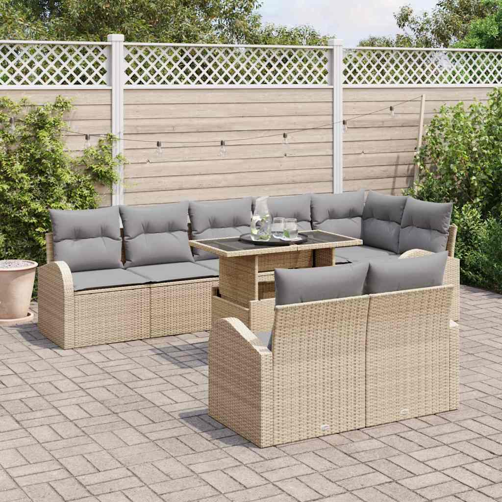 Tuin Sofa Set met opslag 9 pcs Beige en Licht Grijs poly rattan is nu te koop bij PeponiXL, paradijselijk wonen!