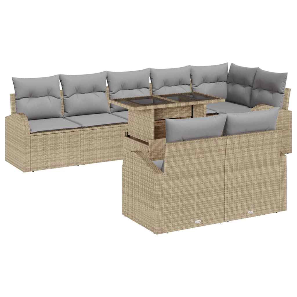Tuin Sofa Set met opslag 9 pcs Beige en Licht Grijs poly rattan is nu te koop bij PeponiXL, paradijselijk wonen!