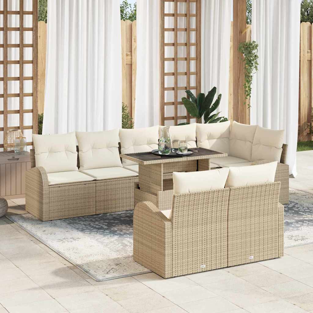 Tuin Sofa Set met opslag 9 pcs Beige en Crème poly rattan is nu te koop bij PeponiXL, paradijselijk wonen!