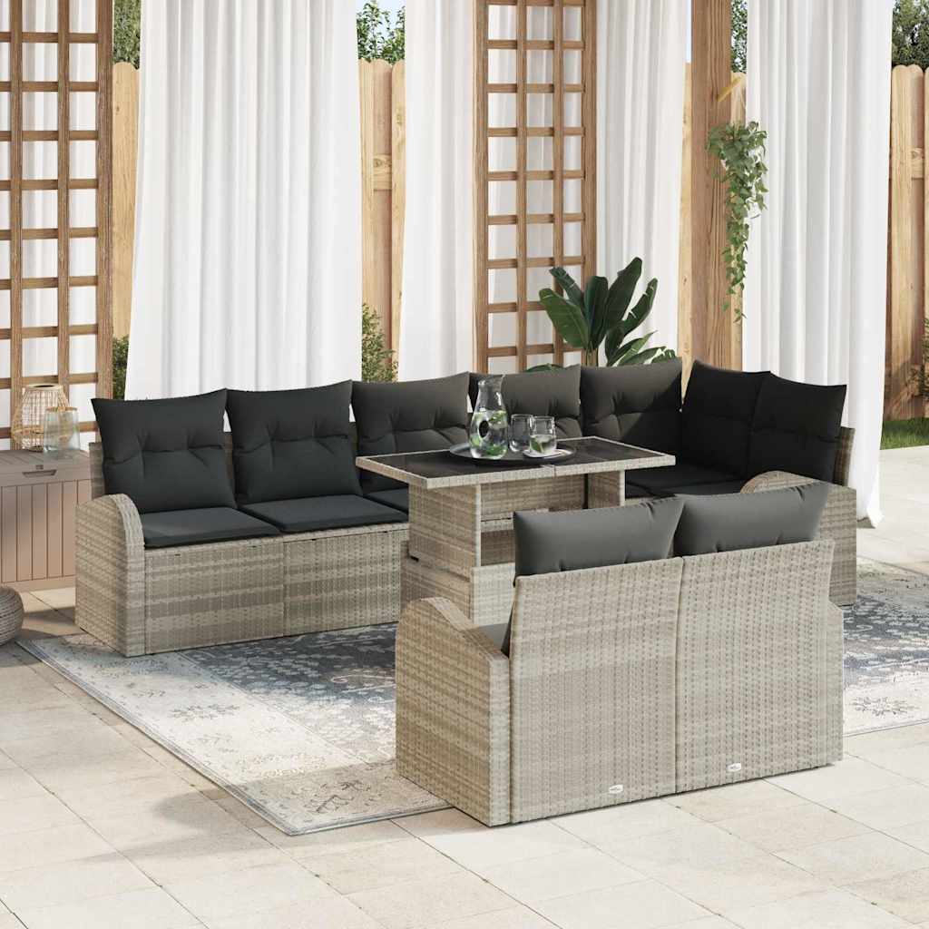 Tuin Sofa Set met opslag 9 pcs Lichtgrijs poly rattan is nu te koop bij PeponiXL, paradijselijk wonen!