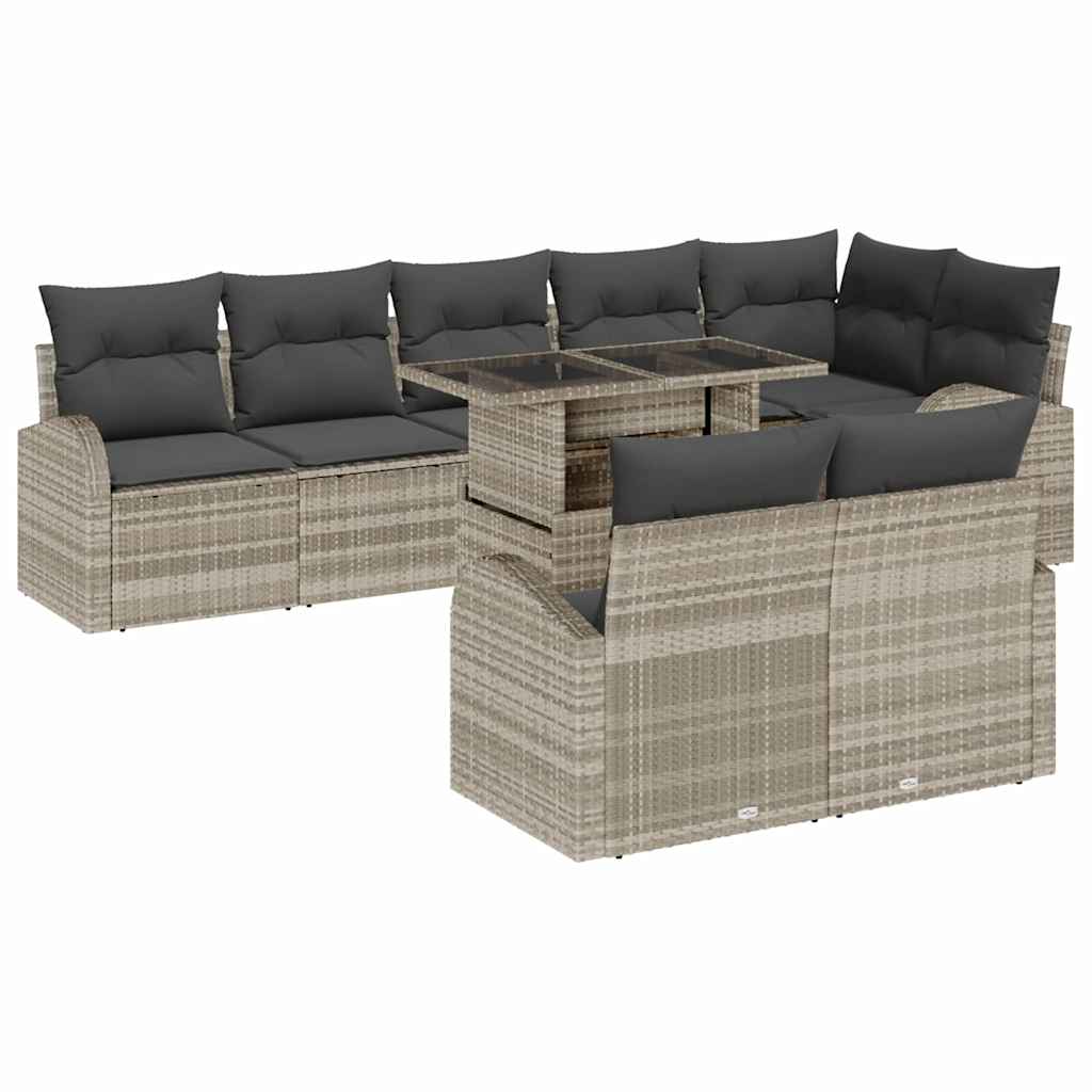 Tuin Sofa Set met opslag 9 pcs Lichtgrijs poly rattan is nu te koop bij PeponiXL, paradijselijk wonen!