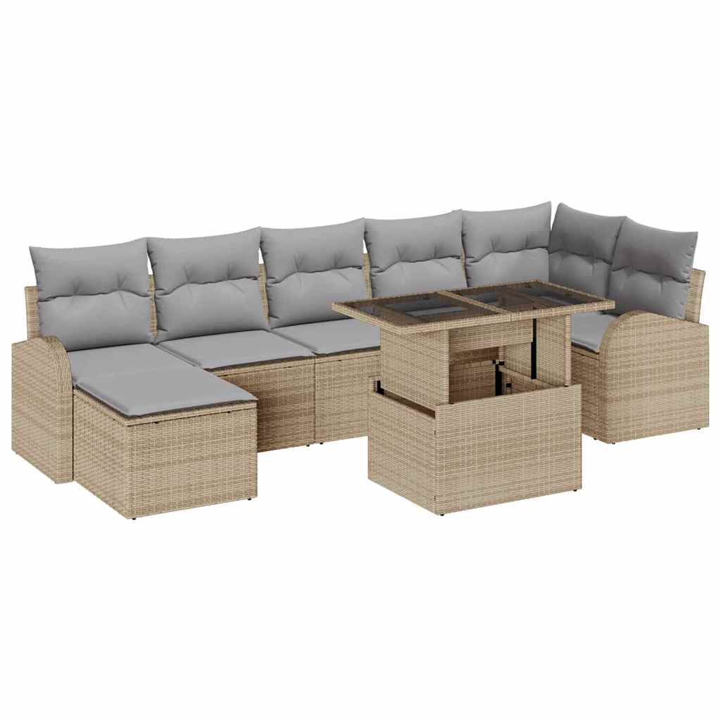 Tuin Sofa Set met kussen 8 pcs beige en lichtgrijs is nu te koop bij PeponiXL, paradijselijk wonen!