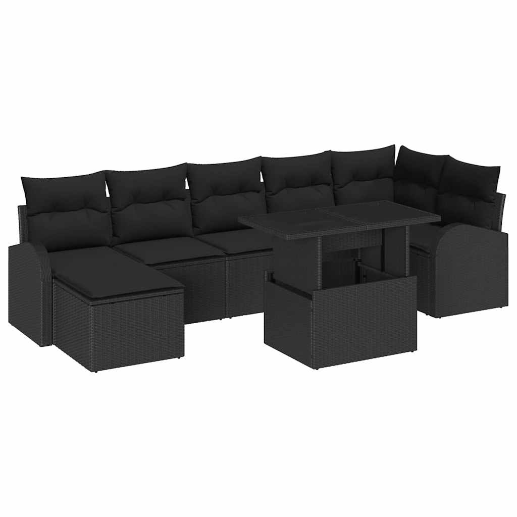 Tuin Sofa Set met kussen 8 pcs Zwart is nu te koop bij PeponiXL, paradijselijk wonen!