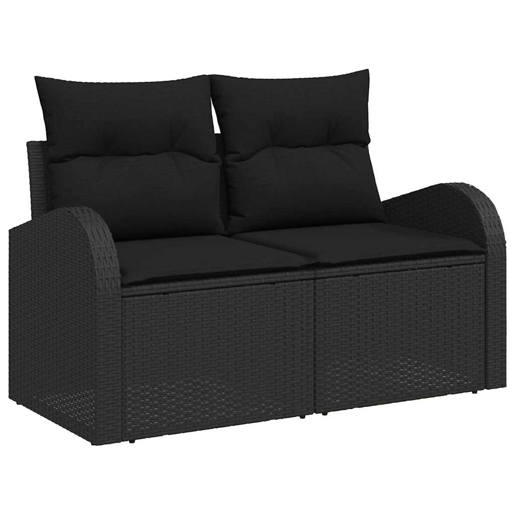 Tuin Sofa Set 9 pcs Zwart Poly rattan en gepoedercoat staal is nu te koop bij PeponiXL, paradijselijk wonen!