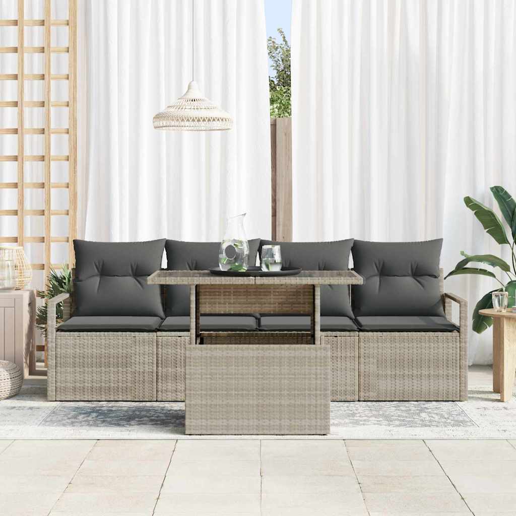 Tuin Sofa Set met opslag met kussen 5 pcs Licht poly rattan is nu te koop bij PeponiXL, paradijselijk wonen!