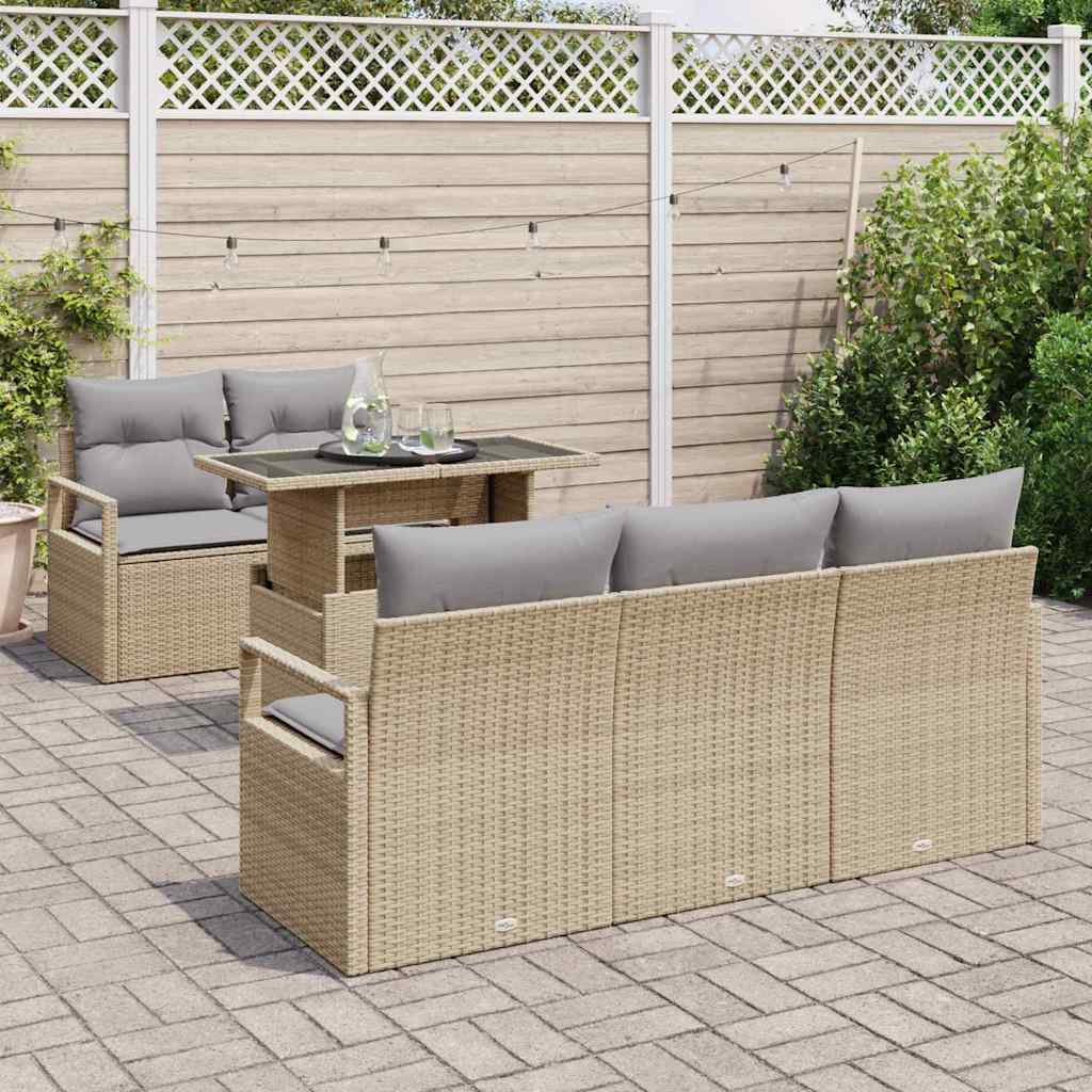 Tuin Sofa Set met opslag 6 pcs Beige en Licht Grijs poly rattan is nu te koop bij PeponiXL, paradijselijk wonen!
