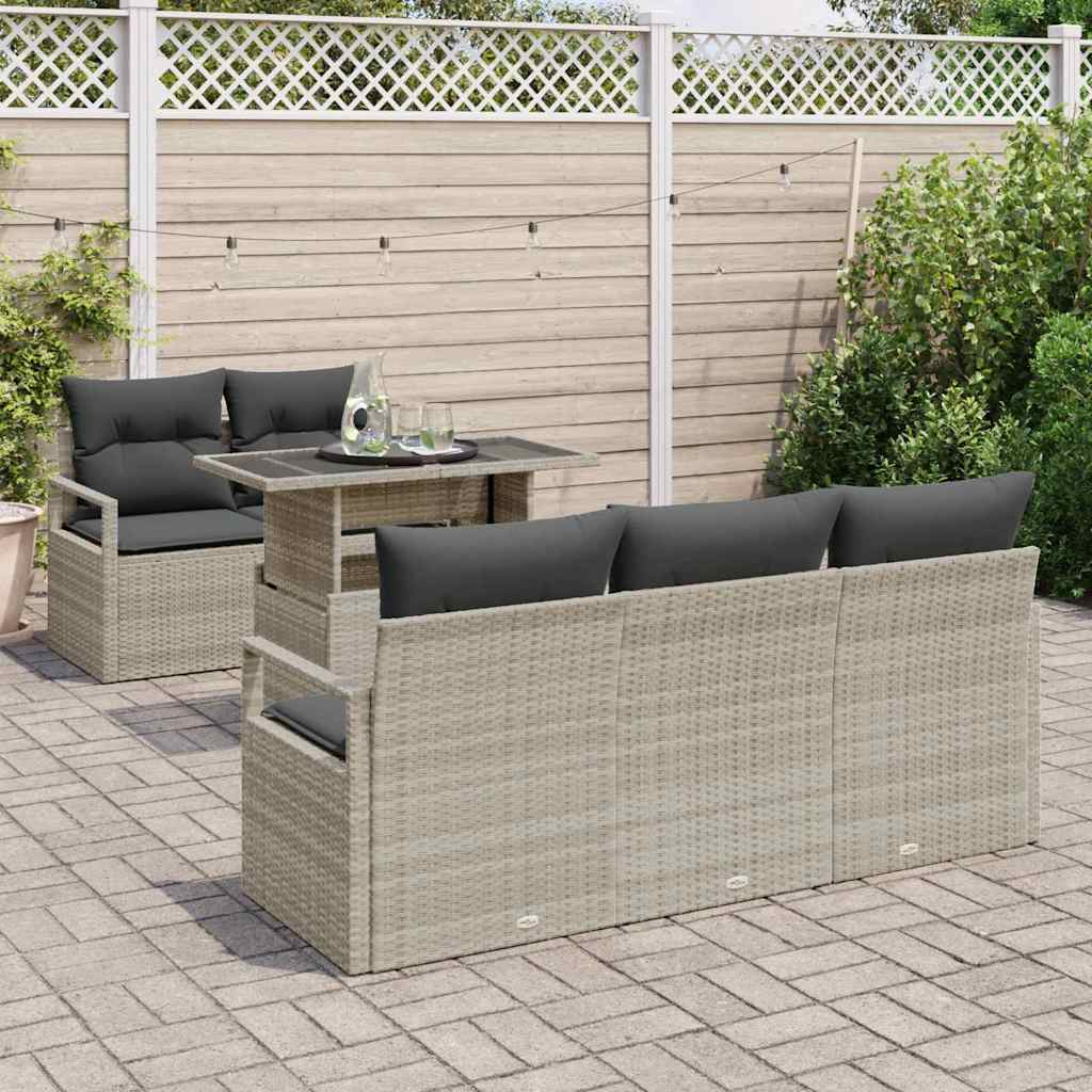 Tuin Sofa Set met opslag 6 pcs Lichtgrijs poly rattan is nu te koop bij PeponiXL, paradijselijk wonen!