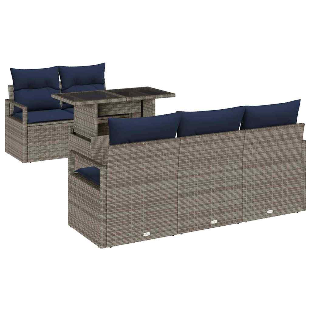 Tuin Sofa Set met opslag met kussen 6 pcs Grijs poly rattan is nu te koop bij PeponiXL, paradijselijk wonen!