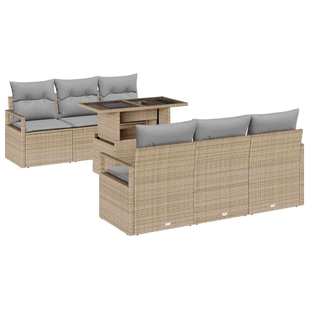 Tuin Sofa Set met opslag 7 pcs Beige en Licht Grijs poly rattan is nu te koop bij PeponiXL, paradijselijk wonen!