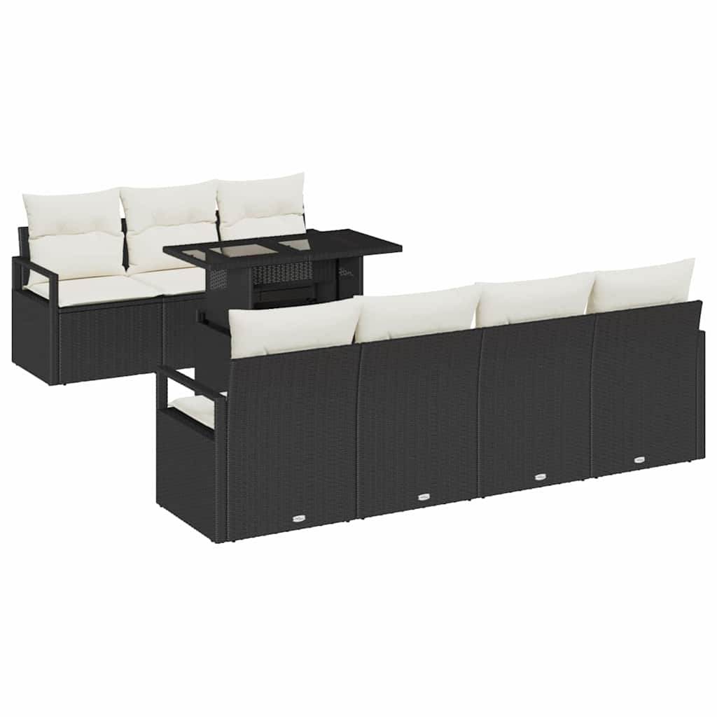 Tuin Sofa Set met opslag 8 pcs Zwart en Crème poly rattan is nu te koop bij PeponiXL, paradijselijk wonen!