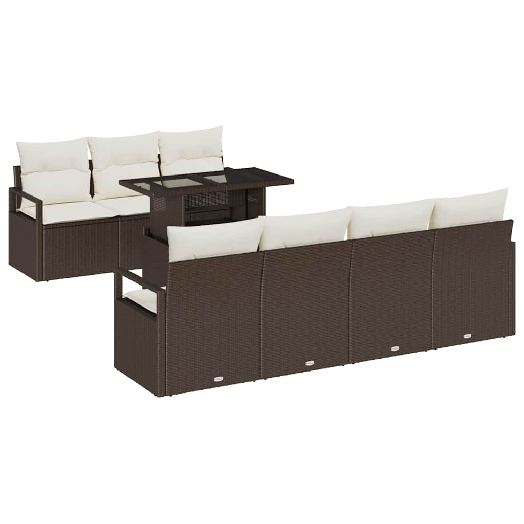 Tuin Sofa Set met kussen 8 pcs Bruin en Crème poly rattan is nu te koop bij PeponiXL, paradijselijk wonen!