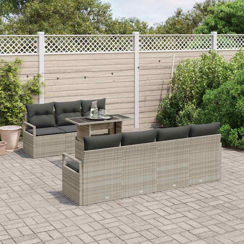 Tuin Sofa Set met opslag 8 pcs Lichtgrijs poly rattan is nu te koop bij PeponiXL, paradijselijk wonen!