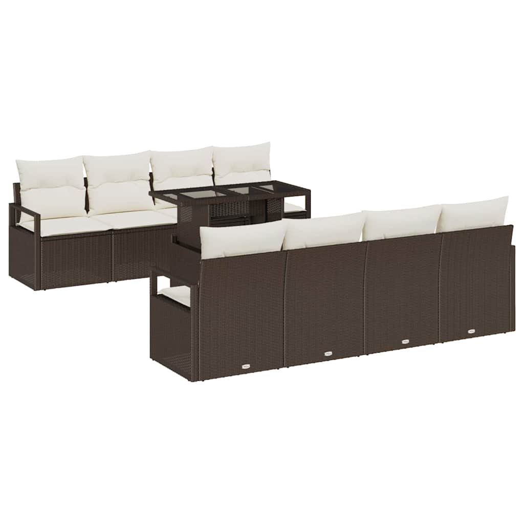 Tuin Sofa Set met kussen 7 pcs Bruin en crème poly rattan is nu te koop bij PeponiXL, paradijselijk wonen!